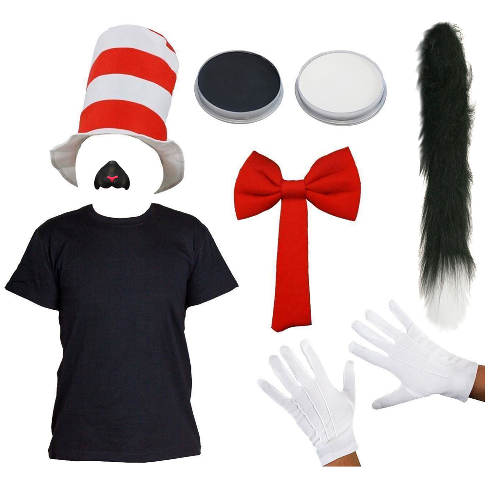 Cat in the Hat Set With Tail and Face Paint